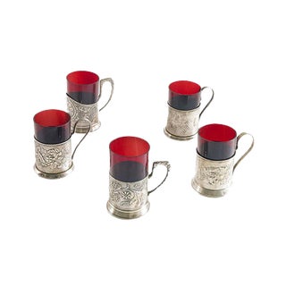 Antique Silver and Glass Tableware Set, Set of 11 For Sale