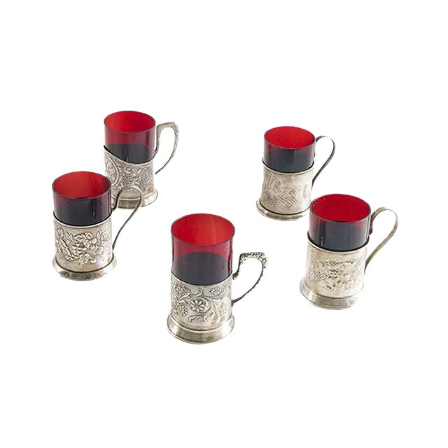 Antique Silver and Glass Tableware Set, Set of 11 For Sale