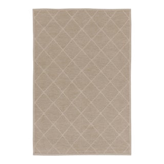 Rug & Kilim’s Scandinavian-Inspired Rug, Geometric Diamond Lattice in Beige For Sale