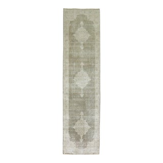 Worn Vintage Zabihi Collection Turkish Gray Runner - 2'8" x 10' For Sale