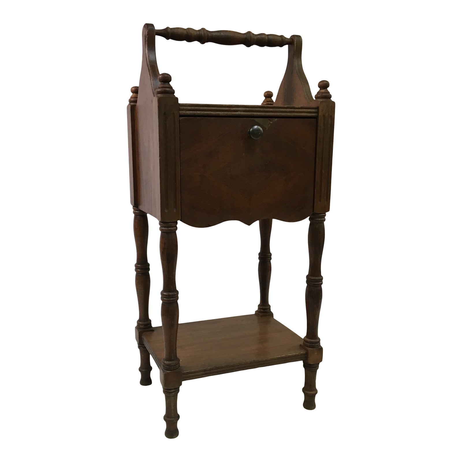 Antique Oak CopperLined Humidor Smoking Side Table Chairish