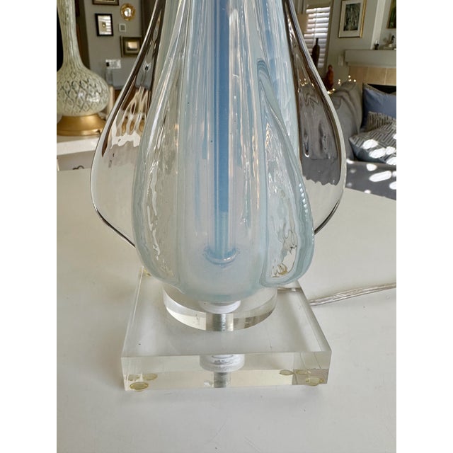 Murano Italian Blue Winged Opalescent Table Lamp For Sale - Image 9 of 14