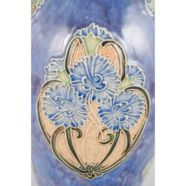 Art Nouveau Vase with Floral Motifs in Relief by Royal Doulton, 1930s For Sale - Image 3 of 5