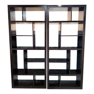 Ethan Allen Curson Indonesian Mahogany Geometric Display Bookcase For Sale
