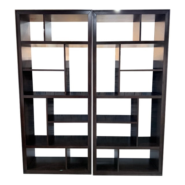 Ethan Allen Curson Indonesian Mahogany Geometric Display Bookcase For Sale
