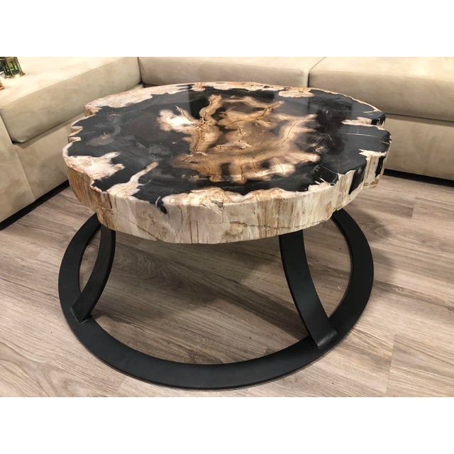 Petrified Wood Coffee Table For Sale organic modern petrified wood geode slice coffee table for sale image 4 of 4