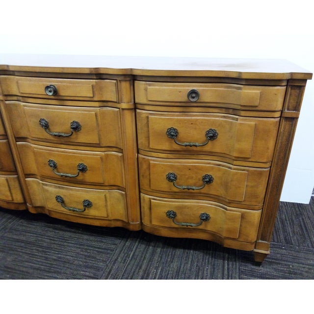 Wood Mid-Century French Provincial Large Lowboy Dresser or Sideboard J. L. Metz on Sale 2195 For Sale - Image 7 of 12