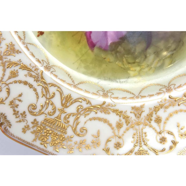Royal Doulton Set of 12 Orchid Presentation Plates, Ornate and Gilded For Sale - Image 4 of 11