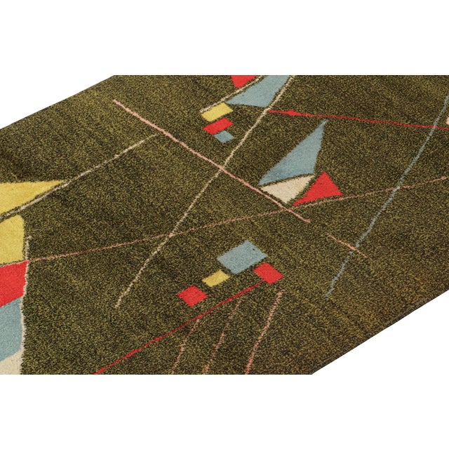Rug & Kilim 1960s Vintage Zeki Müren Rug in Chartreuse With Geometric Patterns by Rug & Kilim For Sale - Image 4 of 8