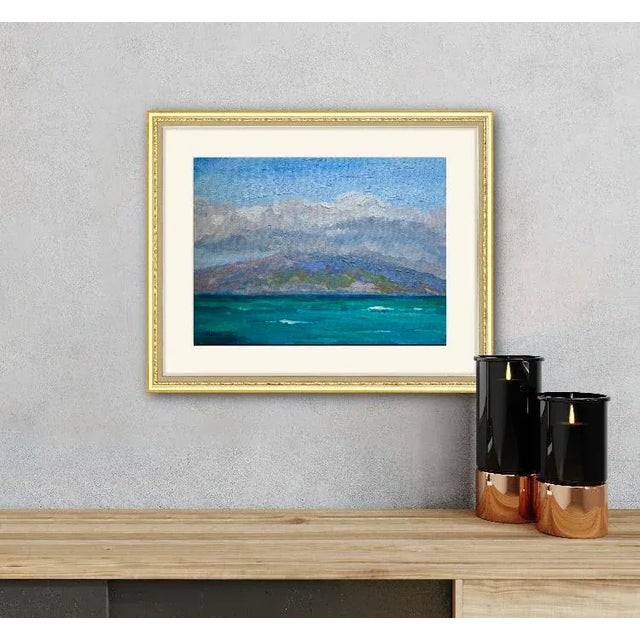 Turquoise Molokai View, Hawaii Contemporary Impressionist Oil Painting For Sale - Image 8 of 9