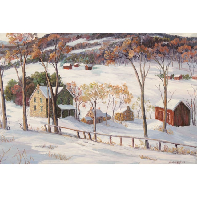 1980s Ann Yost Whitesell 'Bethlehem Landscape' Original Oil Painting For Sale - Image 5 of 12
