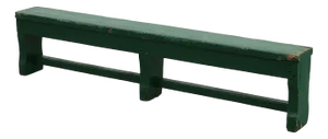 Rustic Primitive Green Farmhouse Bench in Oak, France, 1900s