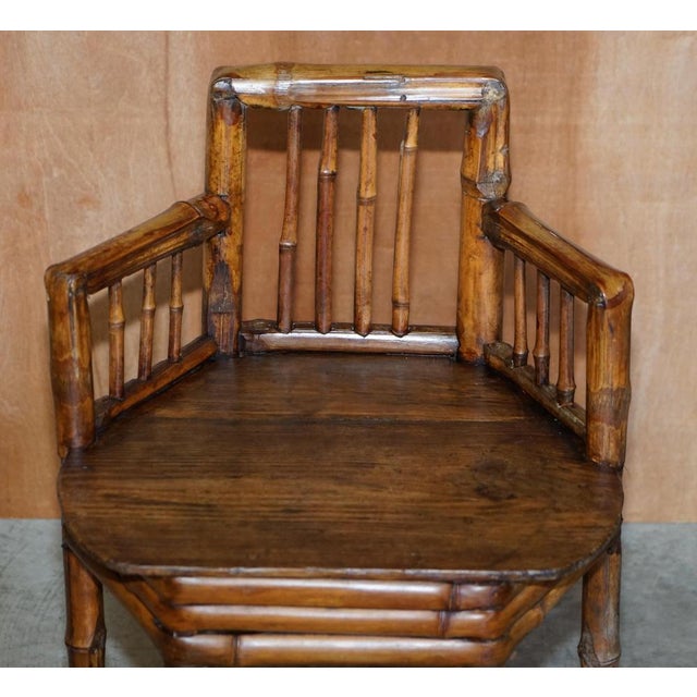 Set of Chinese Bamboo Primitive Occasional Chairs, 1800s For Sale - Image 15 of 18