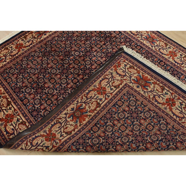 Sarouk Rug 6’5” X 8’4” Blue Wool Vintage Traditional Hand-Knotted Carpet For Sale - Image 11 of 12