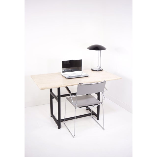 Metal and Travertine Table, 1980s For Sale - Image 6 of 7