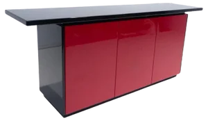 Mid-Century Modern Red and Black Lacquered Sideboard, Italy, 1970s