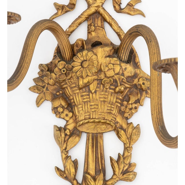 French Louis XVI Style Gilt Metal Ribbon Appliques, Pair For Sale - Image 3 of 7