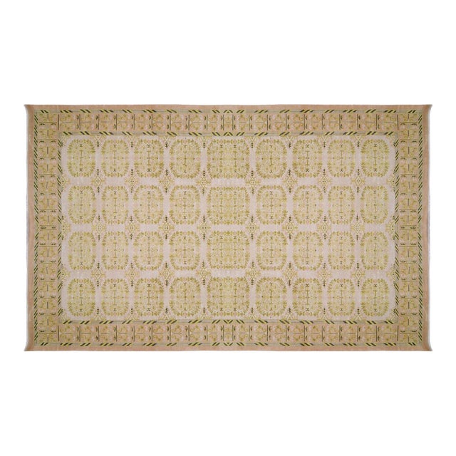 Vintage Chinese Art Deco Hand Knotted Wool Rug, 11'9''x19'7'' For Sale