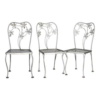 1920's Silver Floral Backs, Set of 3 For Sale