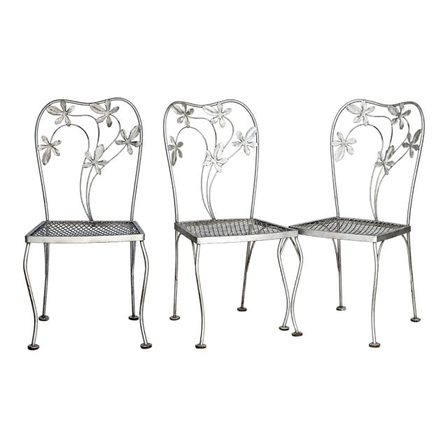 1920's Silver Floral Backs, Set of 3 For Sale