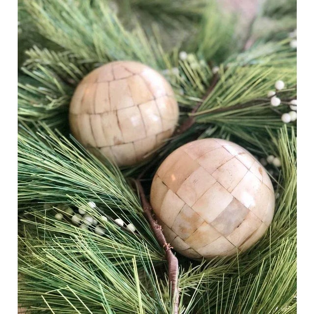 Victorian 19th Century Antique Inlay Victorian Lawn Balls, Pair For Sale - Image 3 of 4