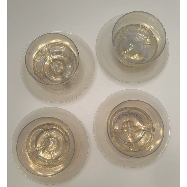 Early 20th Century Early 20th Century Venetian Hand-Blown Set of Dessert Bowls With Under Plates- 8 Pieces For Sale - Image 5 of 12