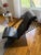 1980s 80s Postmodern Leather Cantilever Wire Lounge Chair & Ottoman For Sale - Image 5 of 8