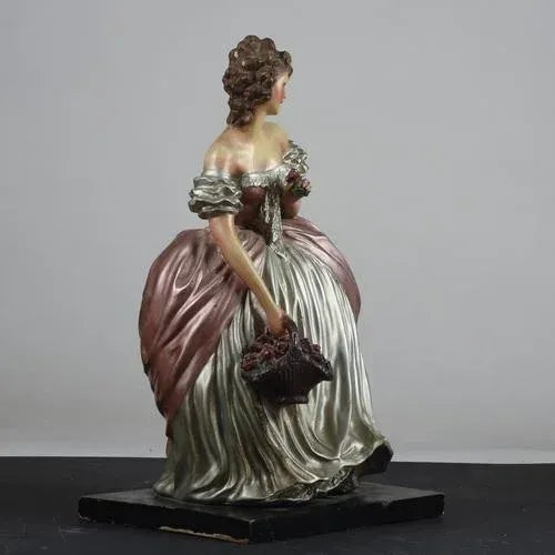 Woman Girl with Basket of Flowers Ceramic Cacciapuoti Sculpture For Sale - Image 4 of 9