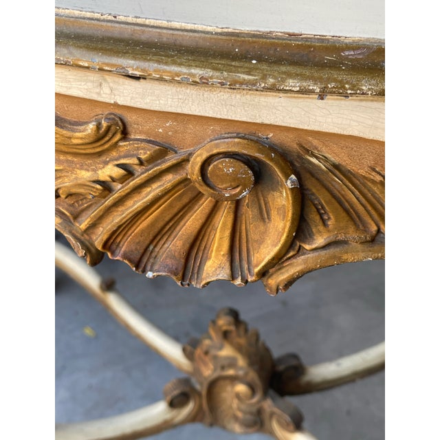 1940s Vintage French Foyer Console Table With Patinated Painted Finish For Sale - Image 12 of 12