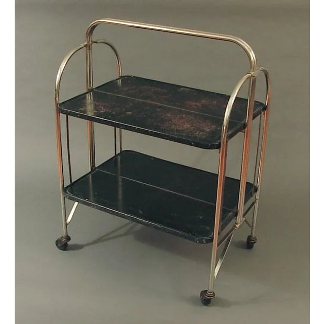 Chrome Art Deco/Moderne Chromed Rolling Cart For Sale - Image 8 of 8