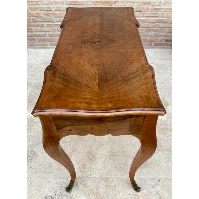 1930s French Louis XV Style Walnut Writing Table With Three Drawers For Sale - Image 10 of 10