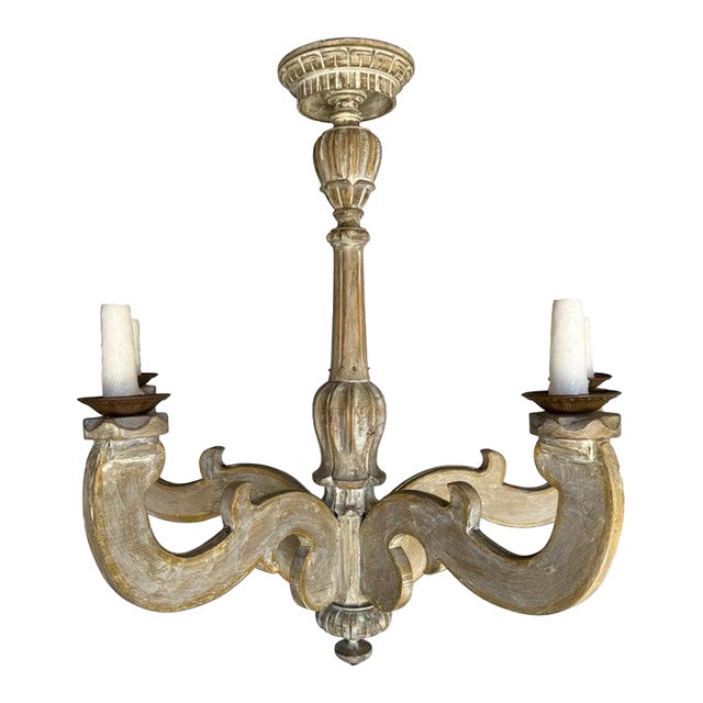 Italian Six-Light Painted and Giltwood Chandelier For Sale
