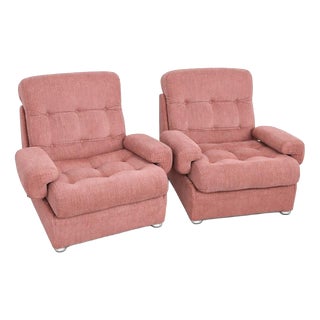 Mid-Century Dusty Pink Modular Sofa Armchairs by Heals, Set of 2 For Sale