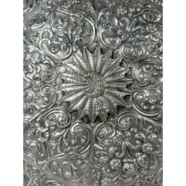 Glass Early 19th Century Ottoman Silver Repoussé Wall Mirror For Sale - Image 7 of 12