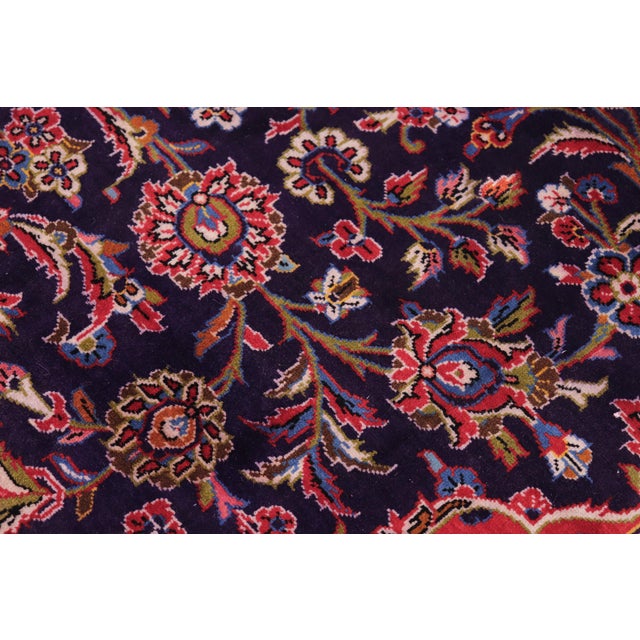 1970s Vintage Hand-Knotted Oriental Rug Blue Red 9.6x13.7 For Sale - Image 5 of 7