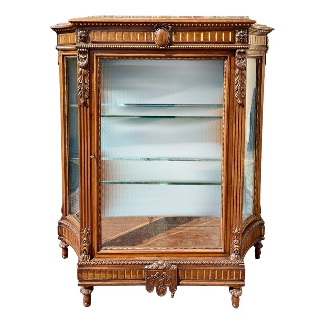 Louis XVI Style Showcase in Walnut For Sale