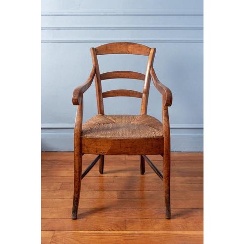 Height: 94 cm Width: 60 cm Depth: 54 cm A repair and a minor loss to apron. Rush seat in excellent condition.