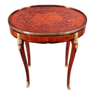 Circa 1900 French Louis XVI Style Occasional Table With Parquetry For Sale