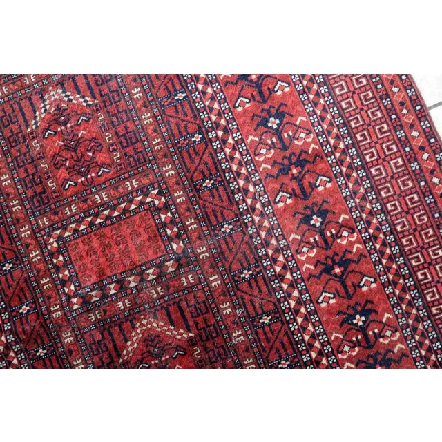 1960s Handmade Vintage Turkmen Hachli Rug 4.6' X 7.2' For Sale - Image 10 of 13