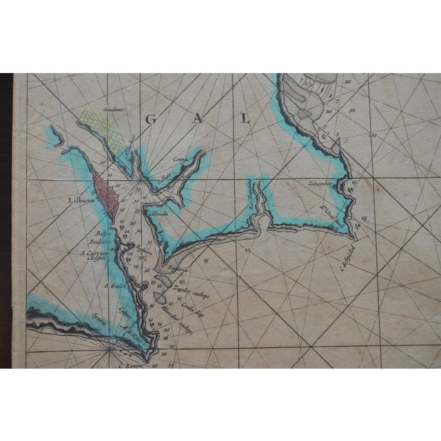 Hand-Colored Nautical Chart of Portugal by Johannes Van Keulen, 1690 For Sale - Image 5 of 12
