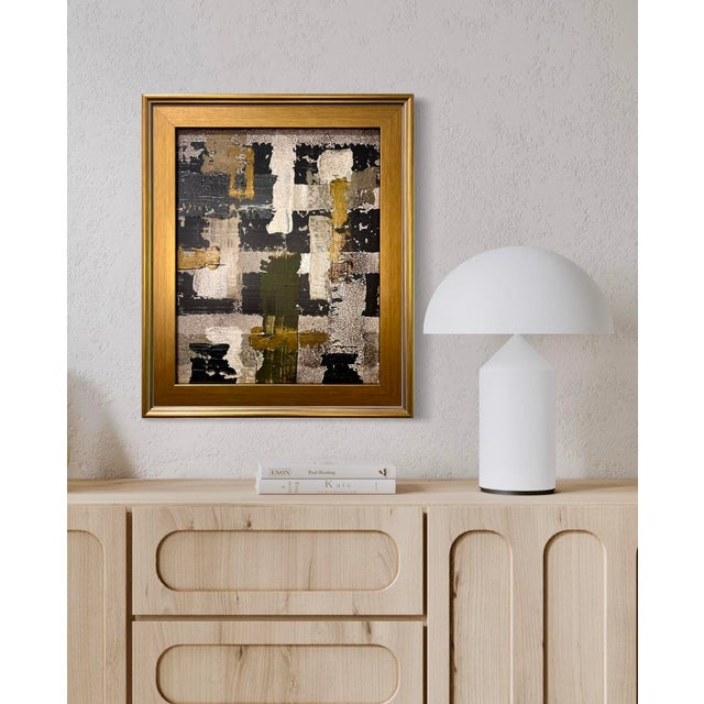This original mixed-media abstract painting by J. Kent Martin is inspired by aerial views of farmland and the ordered...