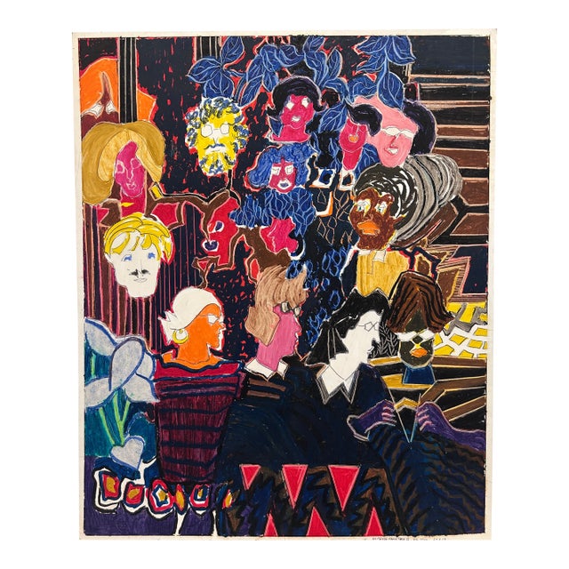 Oil Stick Pastel Drawing 1970s Molly Schiff For Sale