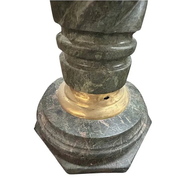 Late 19th Century Pair of Antique French Green Marble & Gilt Bronze Pedestals 44" For Sale - Image 5 of 7