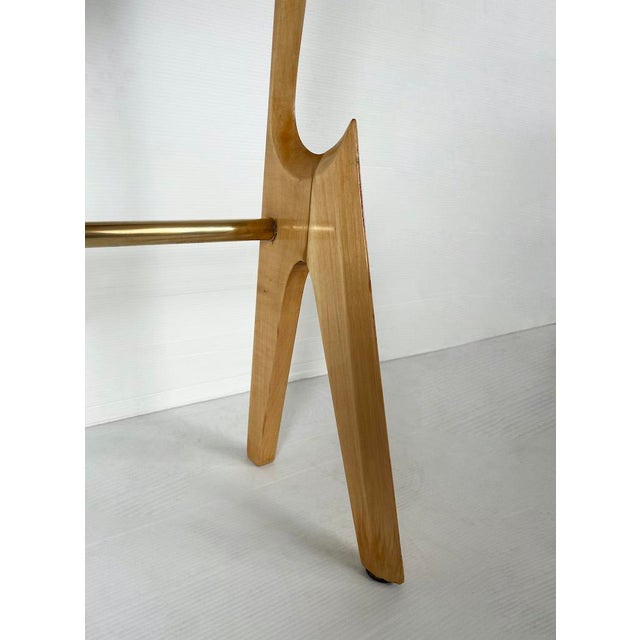 Tan Vintage Brass and Wood Console, 1950s For Sale - Image 8 of 16