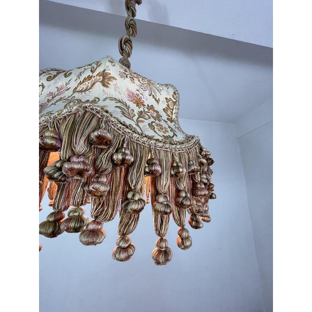 Textile Mid-Century Italian Fabric and Rope Chandelier, 1960s For Sale - Image 7 of 12