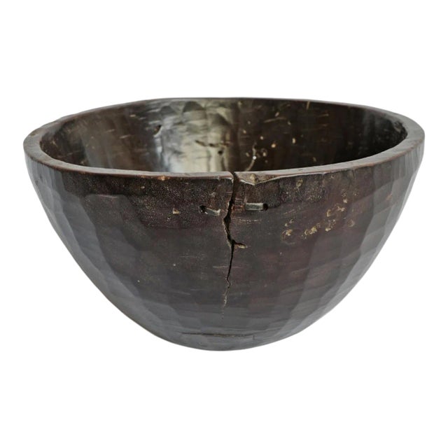 Vintage Nepal Rustic Wood Bowl For Sale