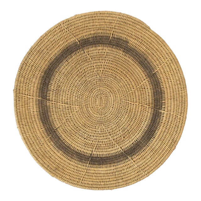 Early 20th Century Makenge Flat Wedding Basket 18 Inch Zambia For Sale