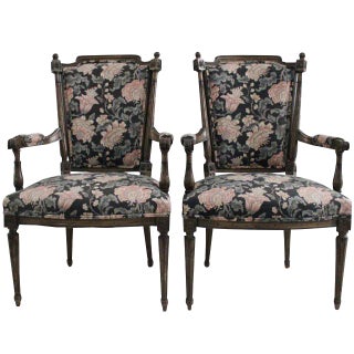 Mid 20th Century French Open Arm Chairs - A Pair For Sale