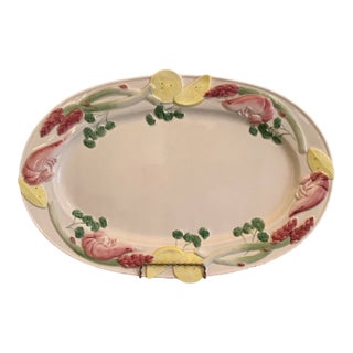 Vintage Fitz & Floyd Shrimp, Lemons, Asparagus, Large Serving Platter For Sale