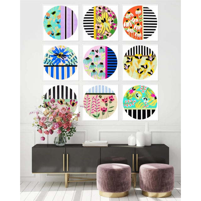 DESCRIPTION: Happy Circles, Set of 9, by Melvin G. in White Frame, Small Art Print SPECIFICATIONS: Type: Giclée Art Print...